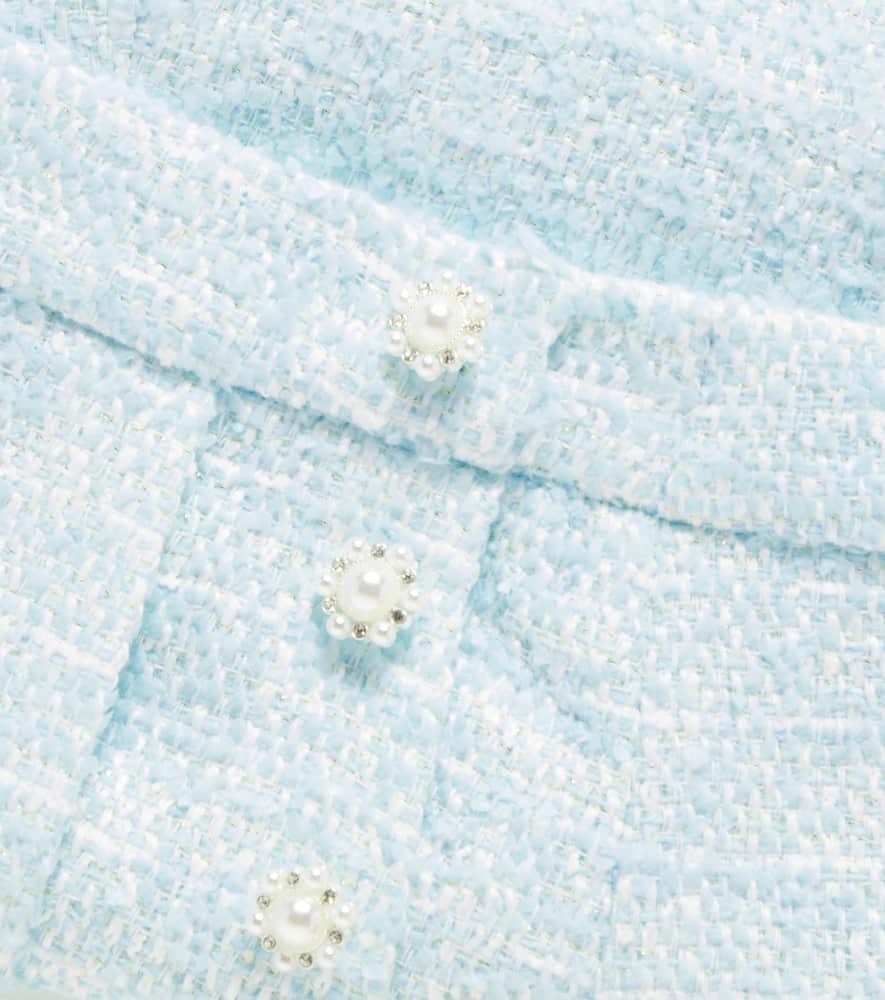 Self-portrait Sequined Bouclé Skirt In Blue