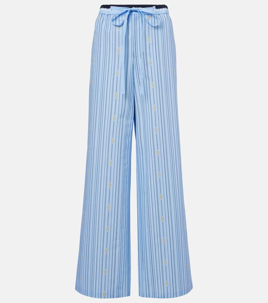 Horsebit striped cotton palazzo pants