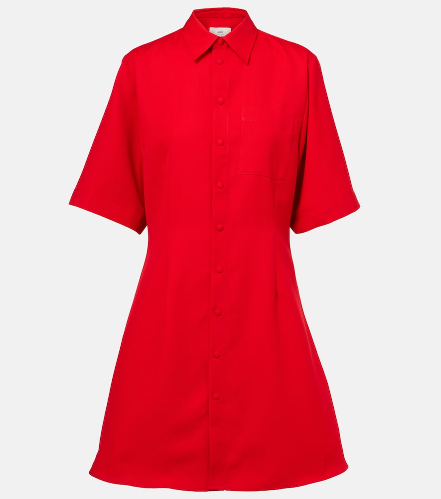 Ami Paris Virgin Wool Canvas Shirt Dress