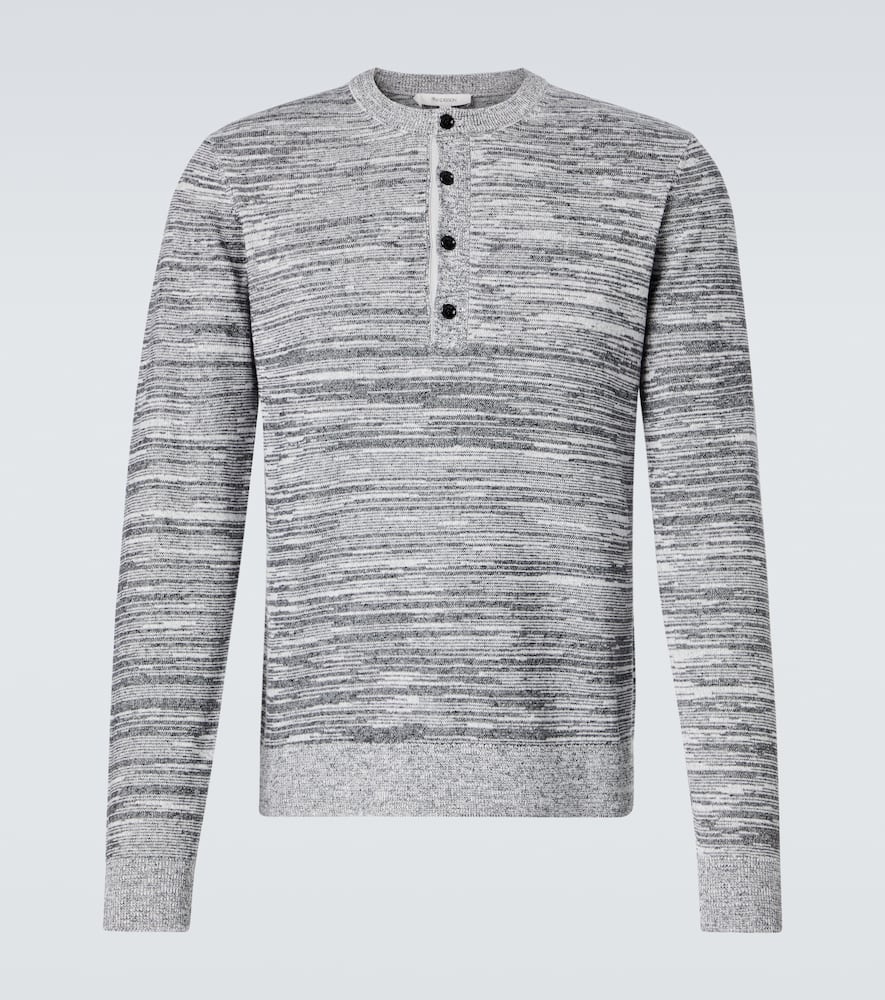 Jw Anderson Cotton And Linen-blend Henley Shirt In Green