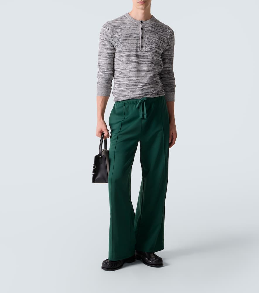 Jw Anderson Cotton And Linen-blend Henley Shirt In Green