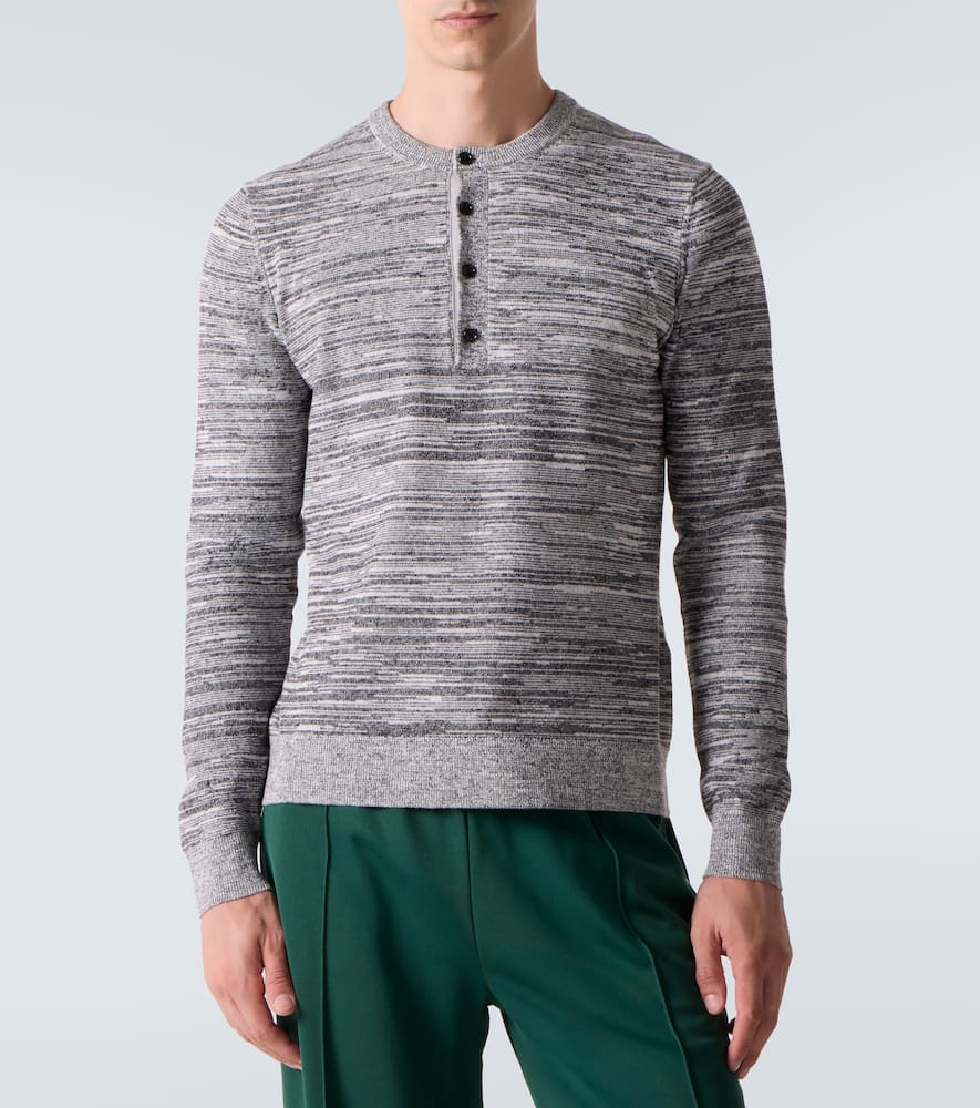 Jw Anderson Cotton And Linen-blend Henley Shirt In Green