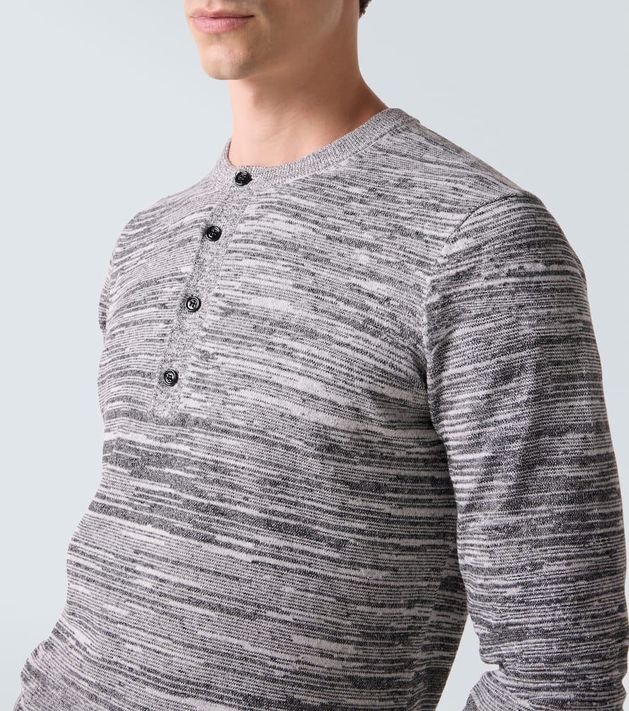 Jw Anderson Cotton And Linen-blend Henley Shirt In Green