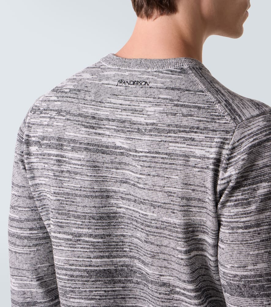 Jw Anderson Cotton And Linen-blend Henley Shirt In Green