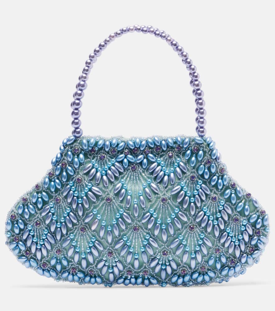 Clio Peppiatt Scallop Mini Embellished Tote Bag In Blue