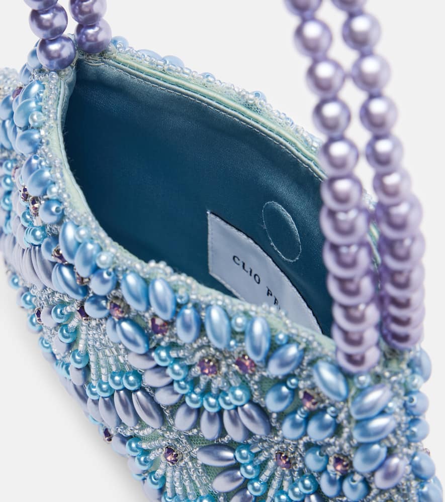 Clio Peppiatt Scallop Mini Embellished Tote Bag In Blue