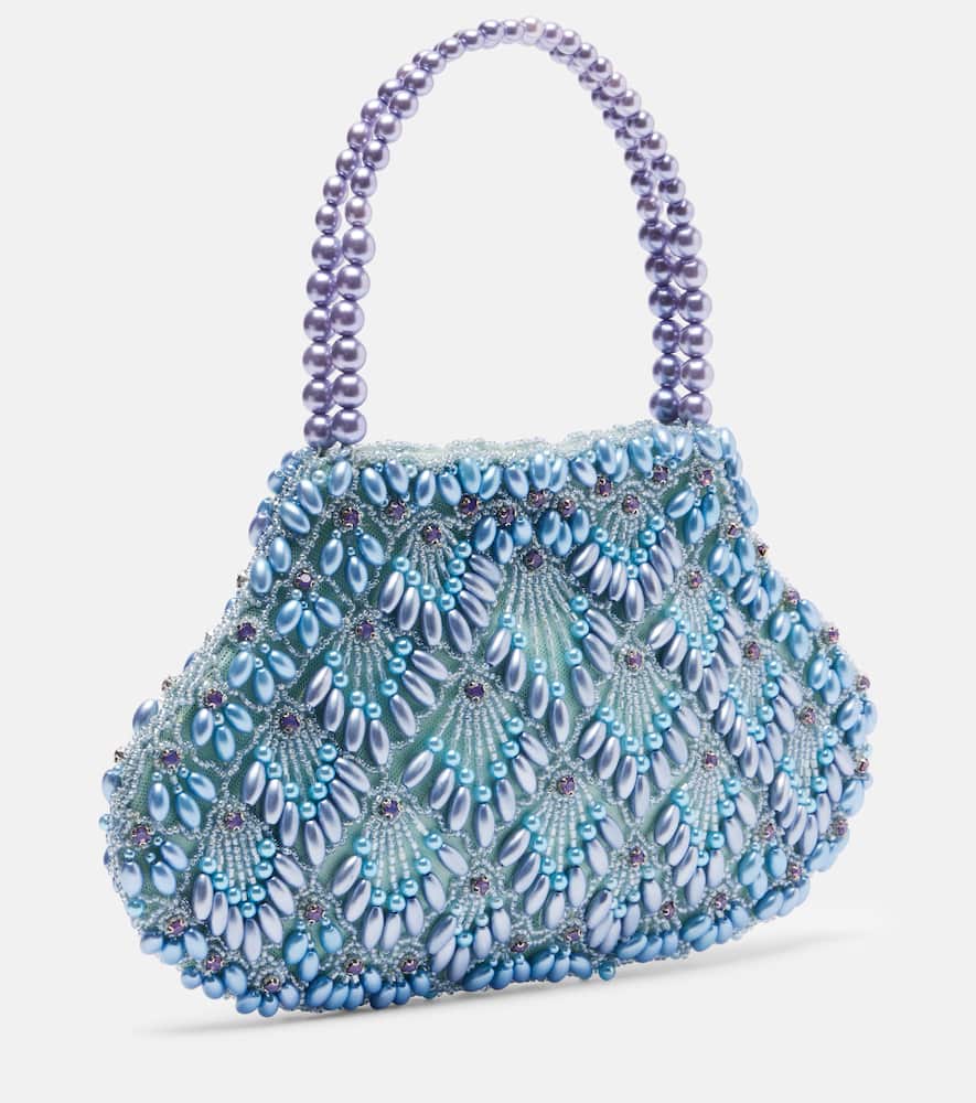 Clio Peppiatt Scallop Mini Embellished Tote Bag In Blue