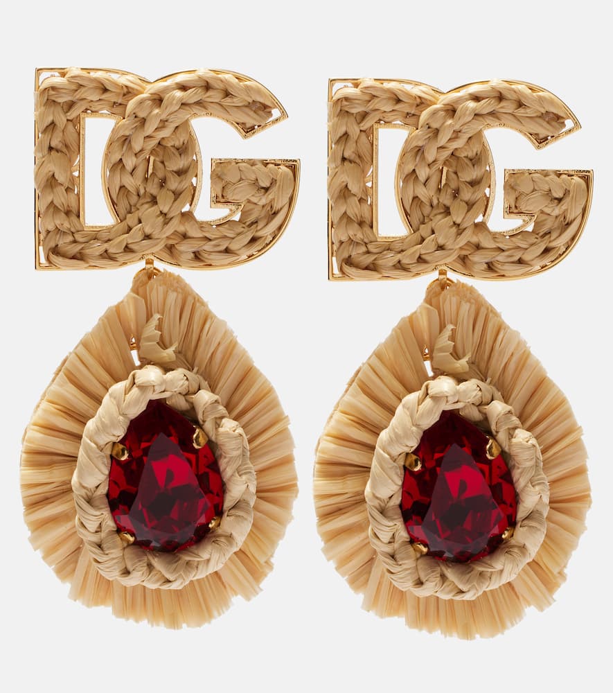 Dolce & Gabbana Logo Crystal-embellished Clip-on Earrings In Gold