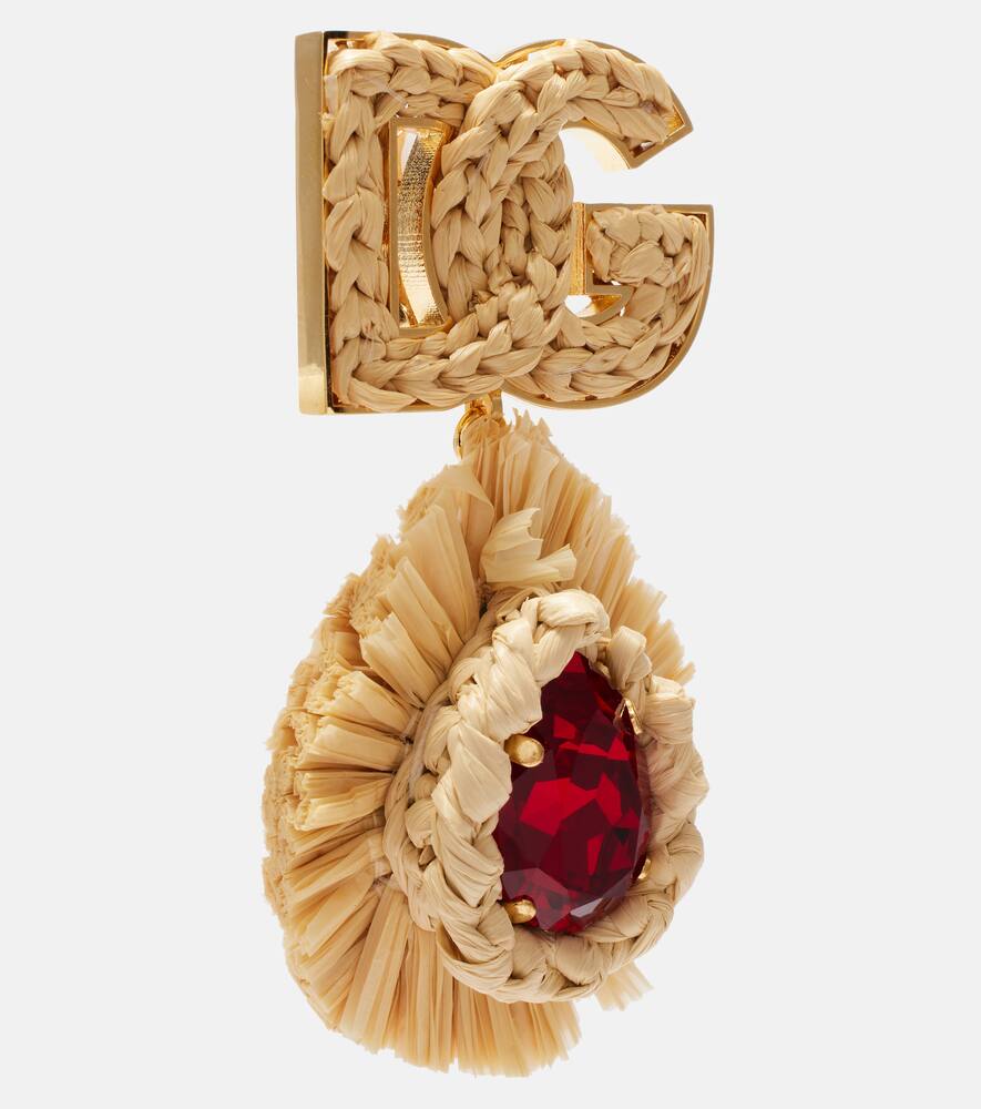 Dolce & Gabbana Logo Crystal-embellished Clip-on Earrings In Gold
