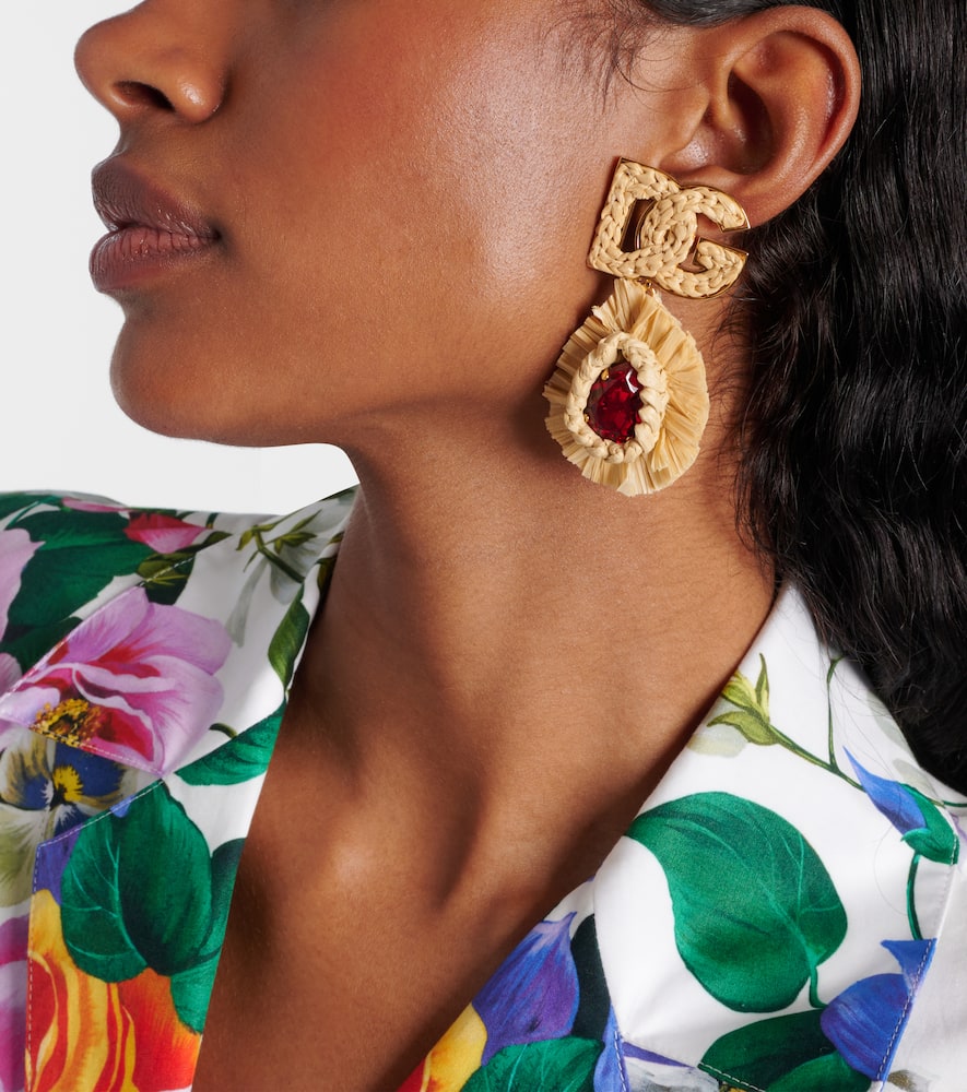 Dolce & Gabbana Logo Crystal-embellished Clip-on Earrings In Gold
