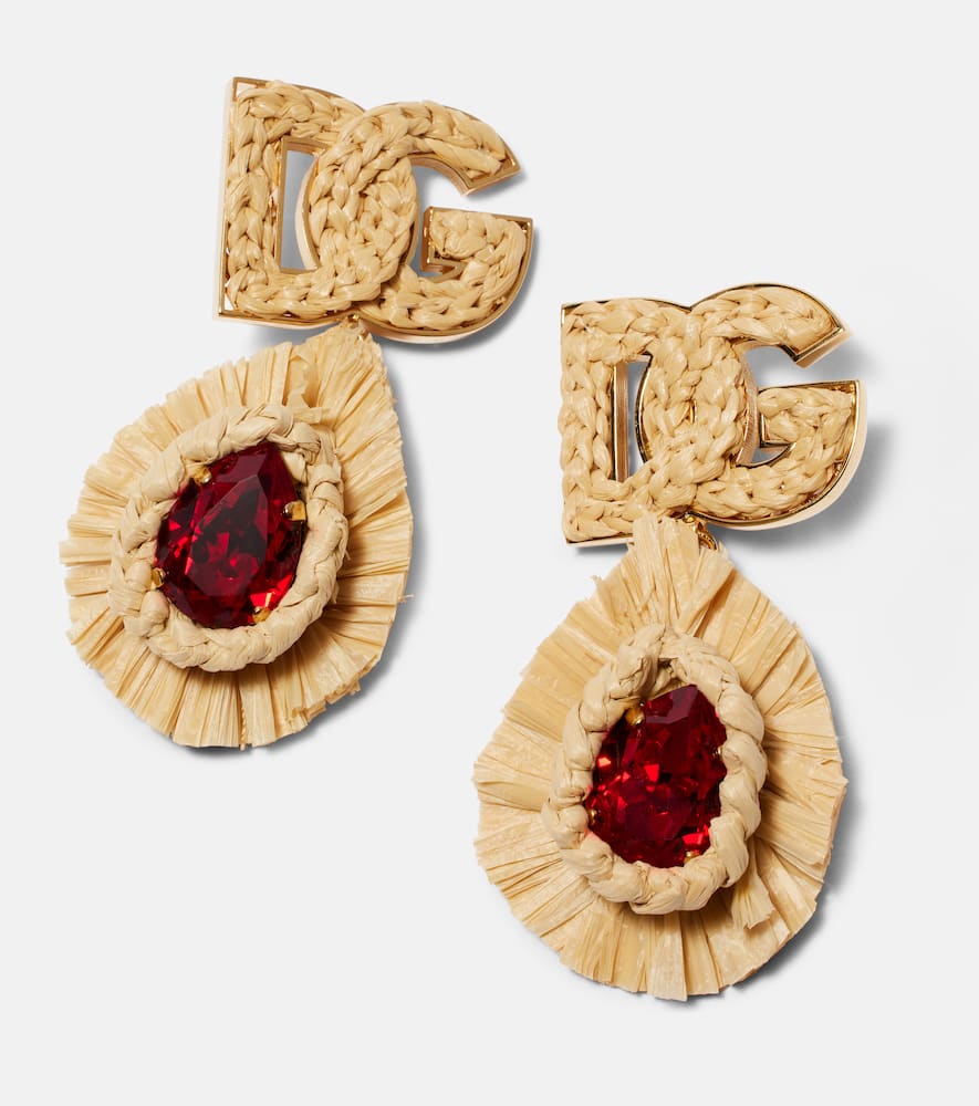 Dolce & Gabbana Logo Crystal-embellished Clip-on Earrings In Gold
