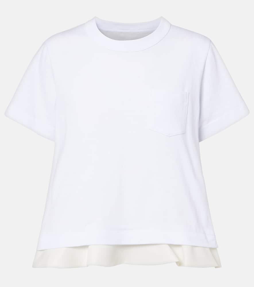 Sacai Twill And Cotton T-shirt In White