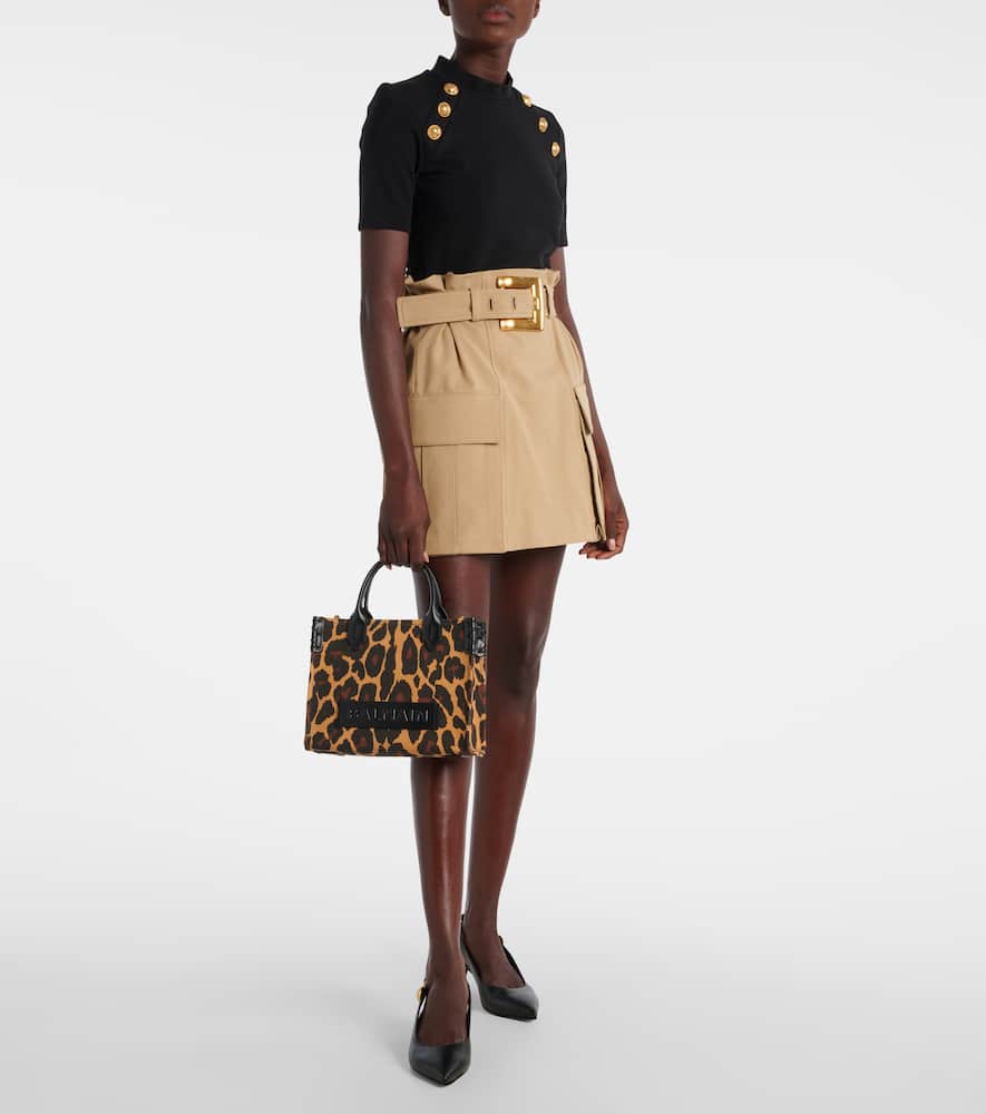 Balmain Cotton Gabardine High-waist Mini Skirt In Neutral