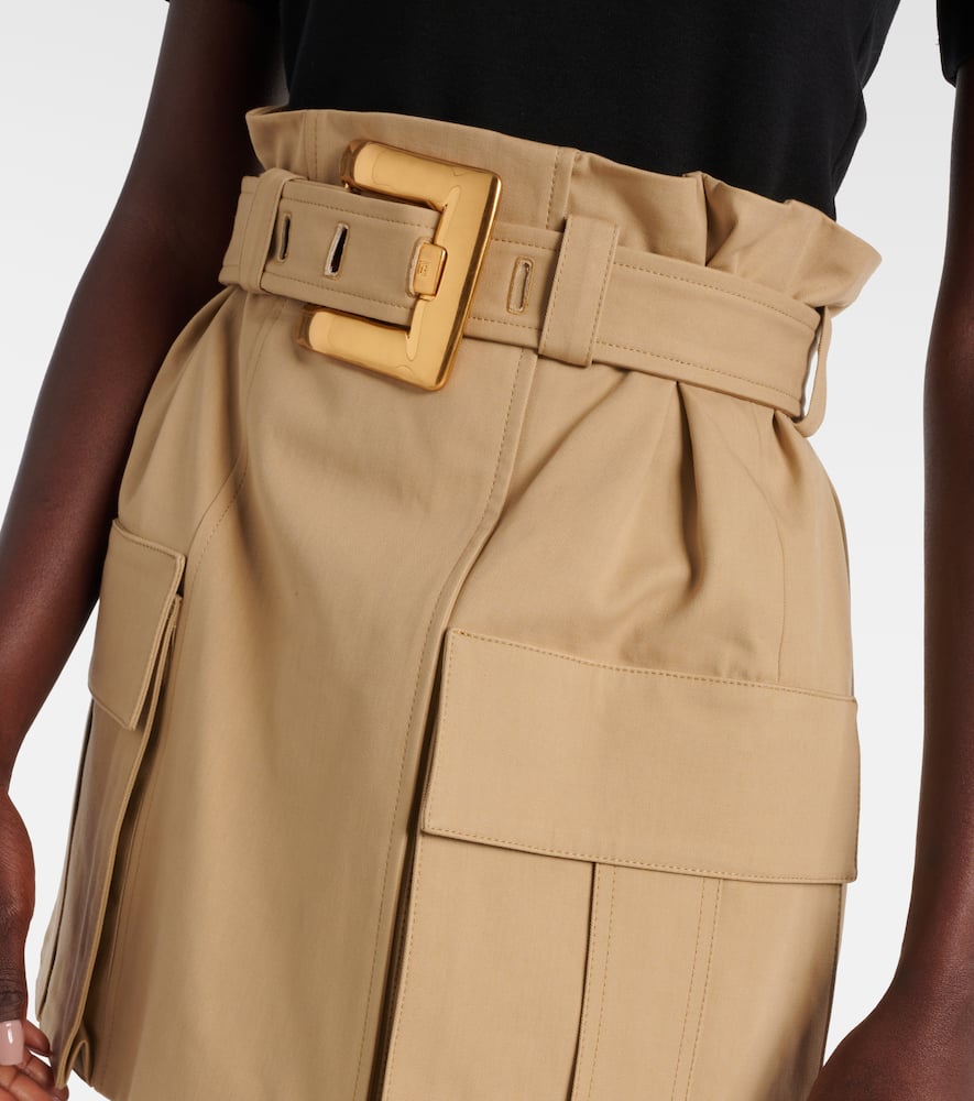 Balmain Cotton Gabardine High-waist Mini Skirt In Neutral