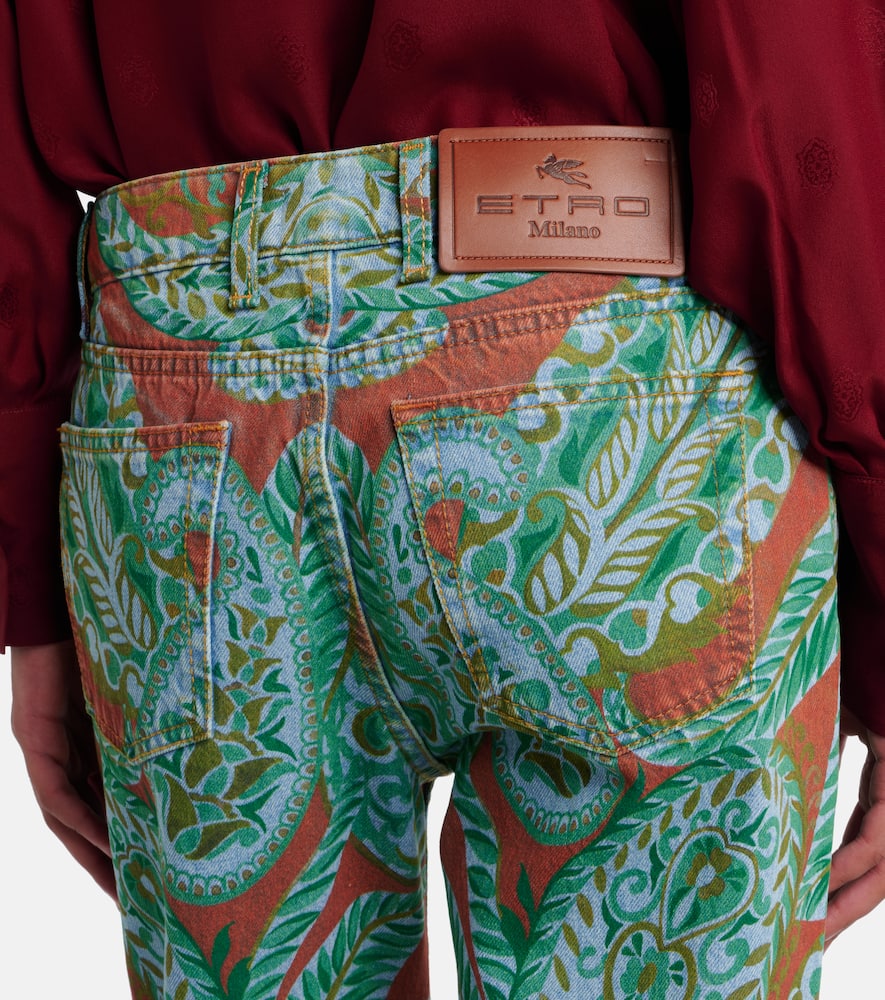 Etro Straight Fit With Paskey Motif Trousers Multicolor In Green