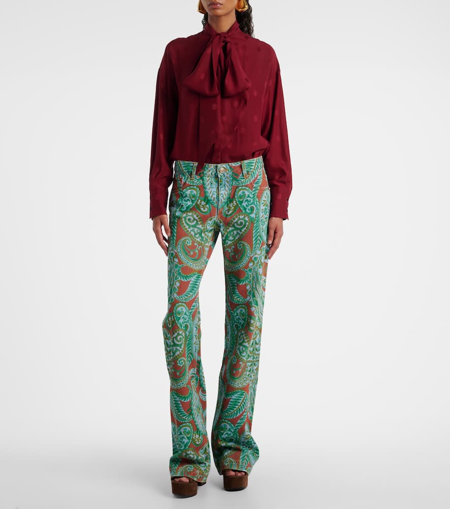 Etro Straight Fit With Paskey Motif Trousers Multicolor In Green