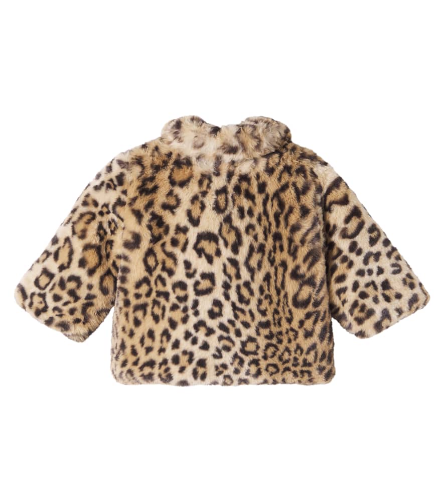Bonpoint Baby Leopard-print Faux Fur Quilted Coat In Brown