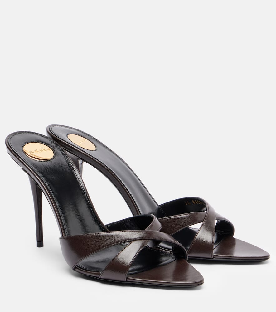 Saint Laurent Kirat 95 Leather Sandals In Black