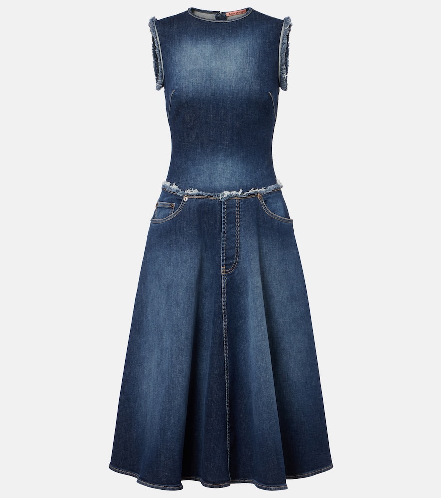 Duffena distressed denim midi dress