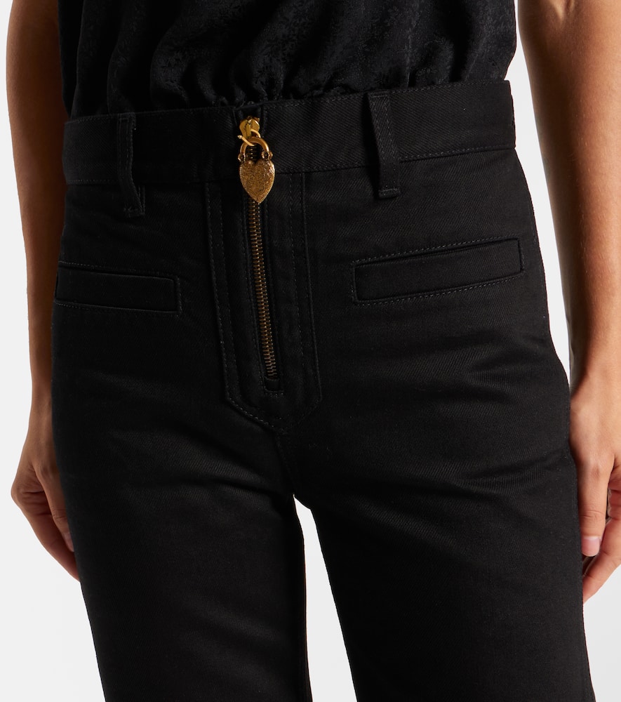 Chloé Cotton Trousers With Front Zip In Black