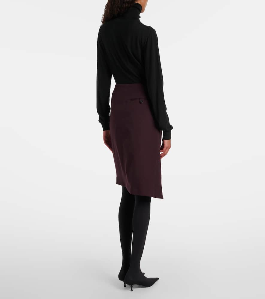 Victoria Beckham Wrap Midi Skirt In Burgundy
