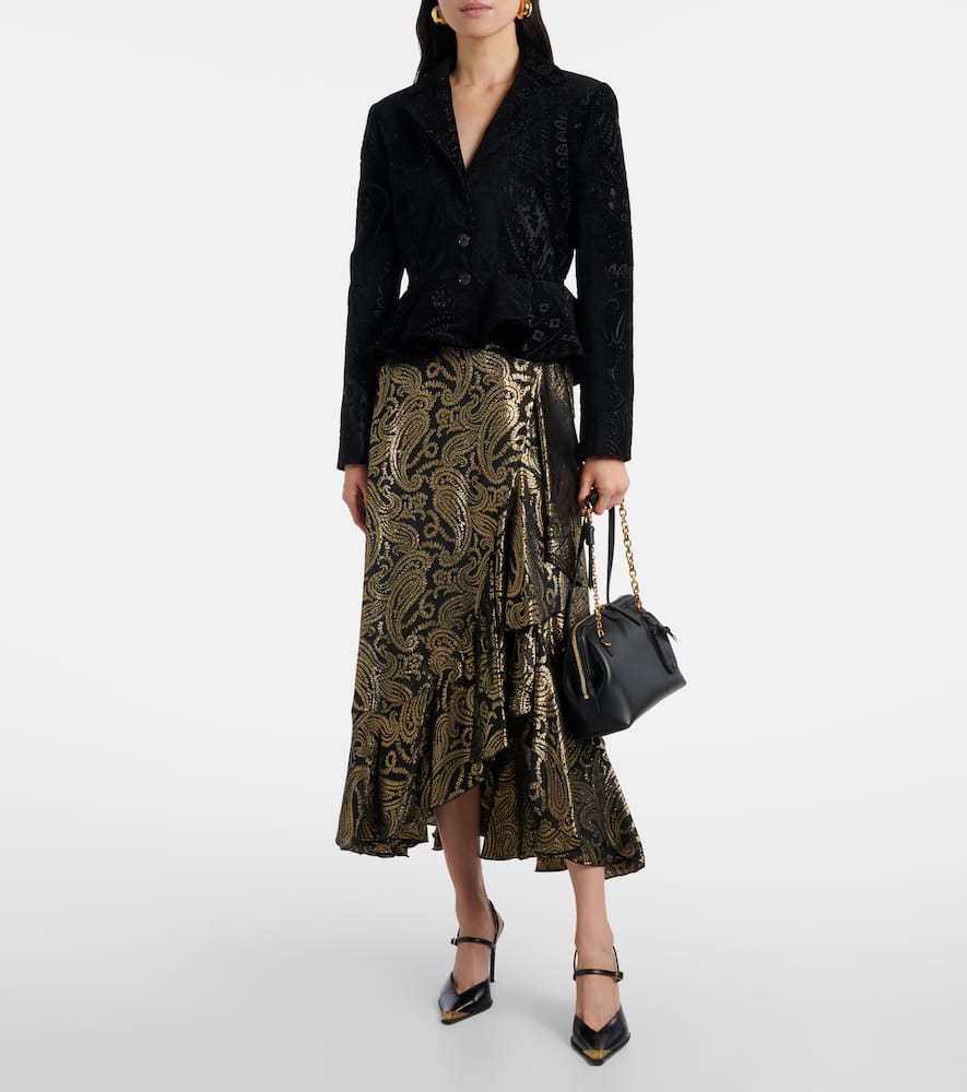 Etro Paisley Peplum Blazer In Black