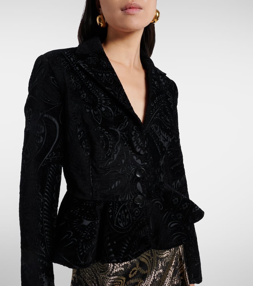 Etro Paisley Peplum Blazer In Black