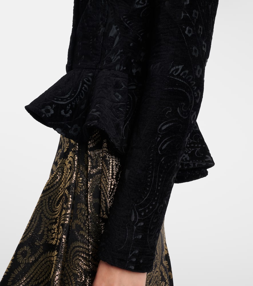 Etro Paisley Peplum Blazer In Black