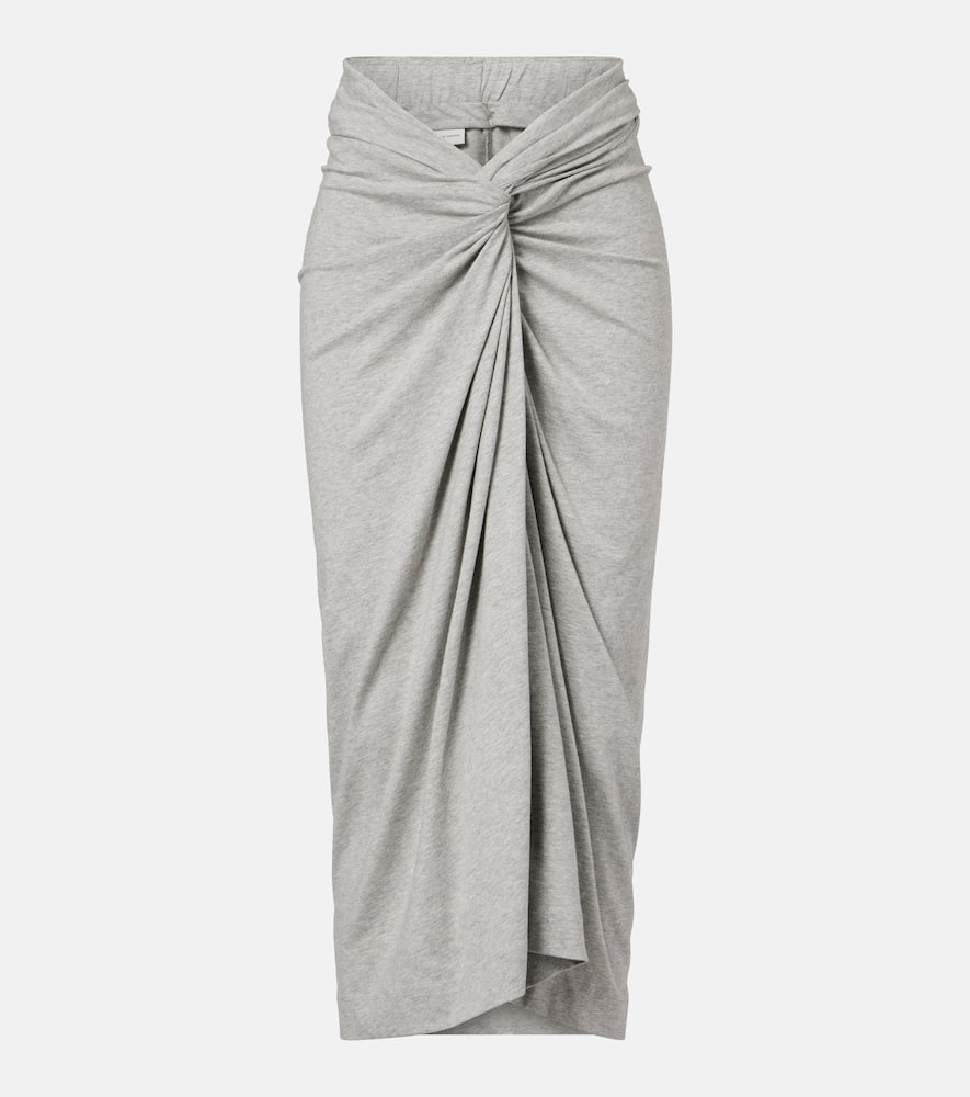 Dries Van Noten Gathered Cotton Jersey Midi Skirt In Green