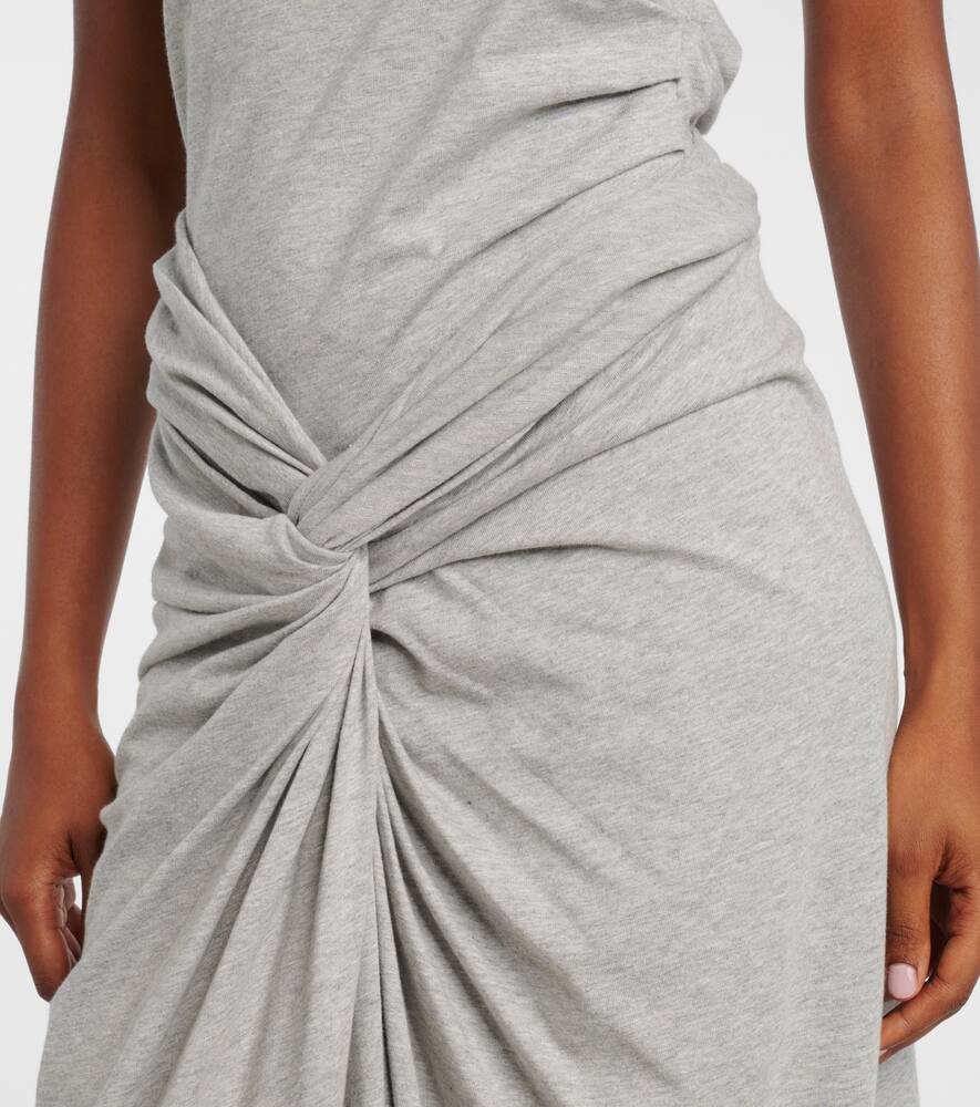 Dries Van Noten Gathered Cotton Jersey Midi Skirt In Green