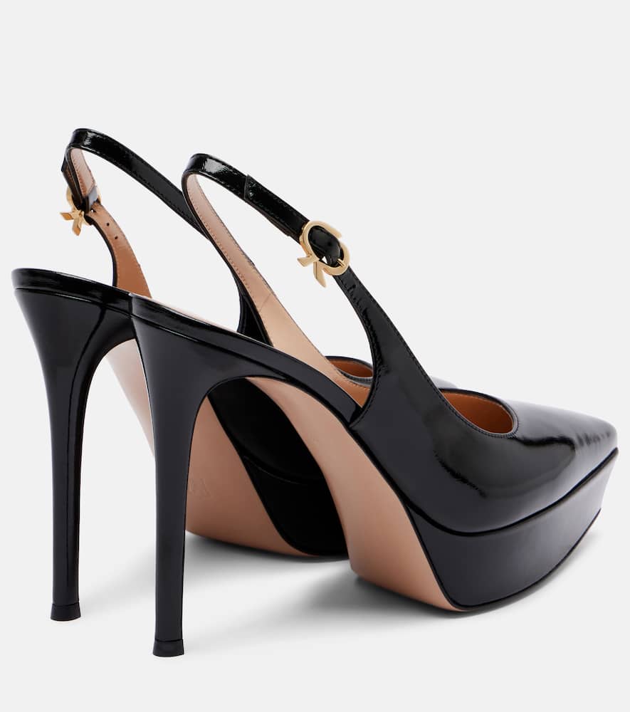 Gianvito Rossi Dasha 115 Patent Leather Platform Slingback Pumps In Black
