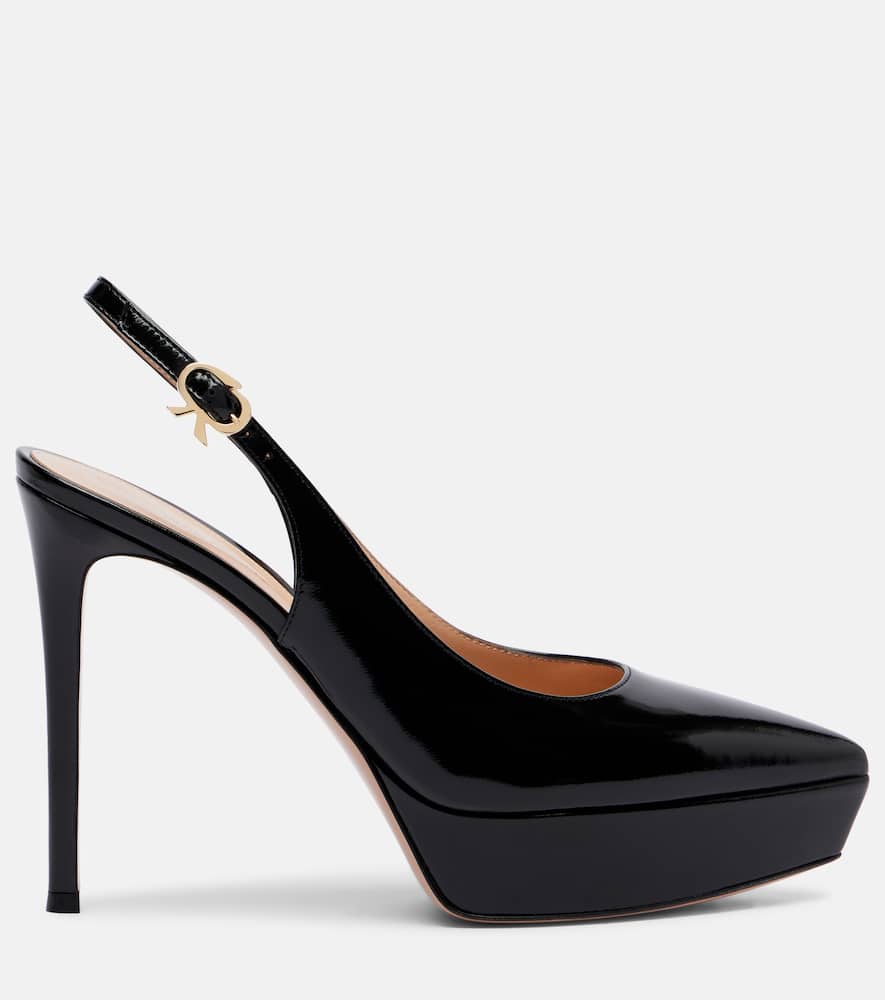 Gianvito Rossi Dasha 115 Patent Leather Platform Slingback Pumps In Black