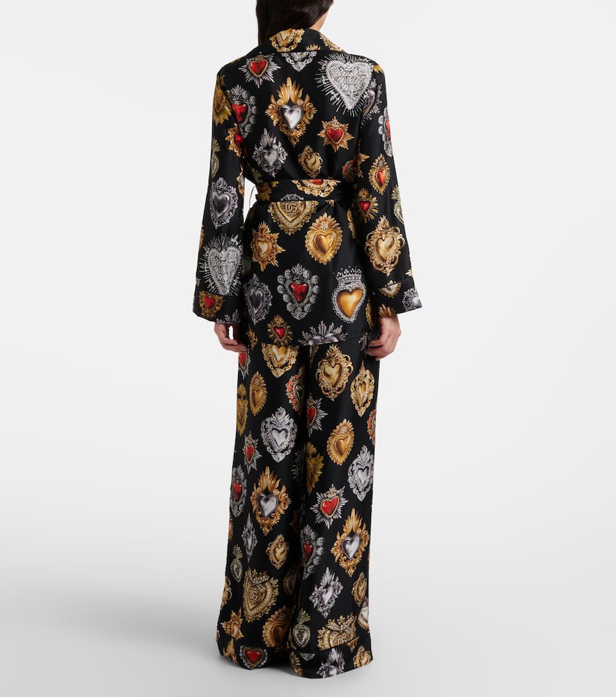 Dolce & Gabbana Devotion Silk Twill Palazzo Pants In Multi
