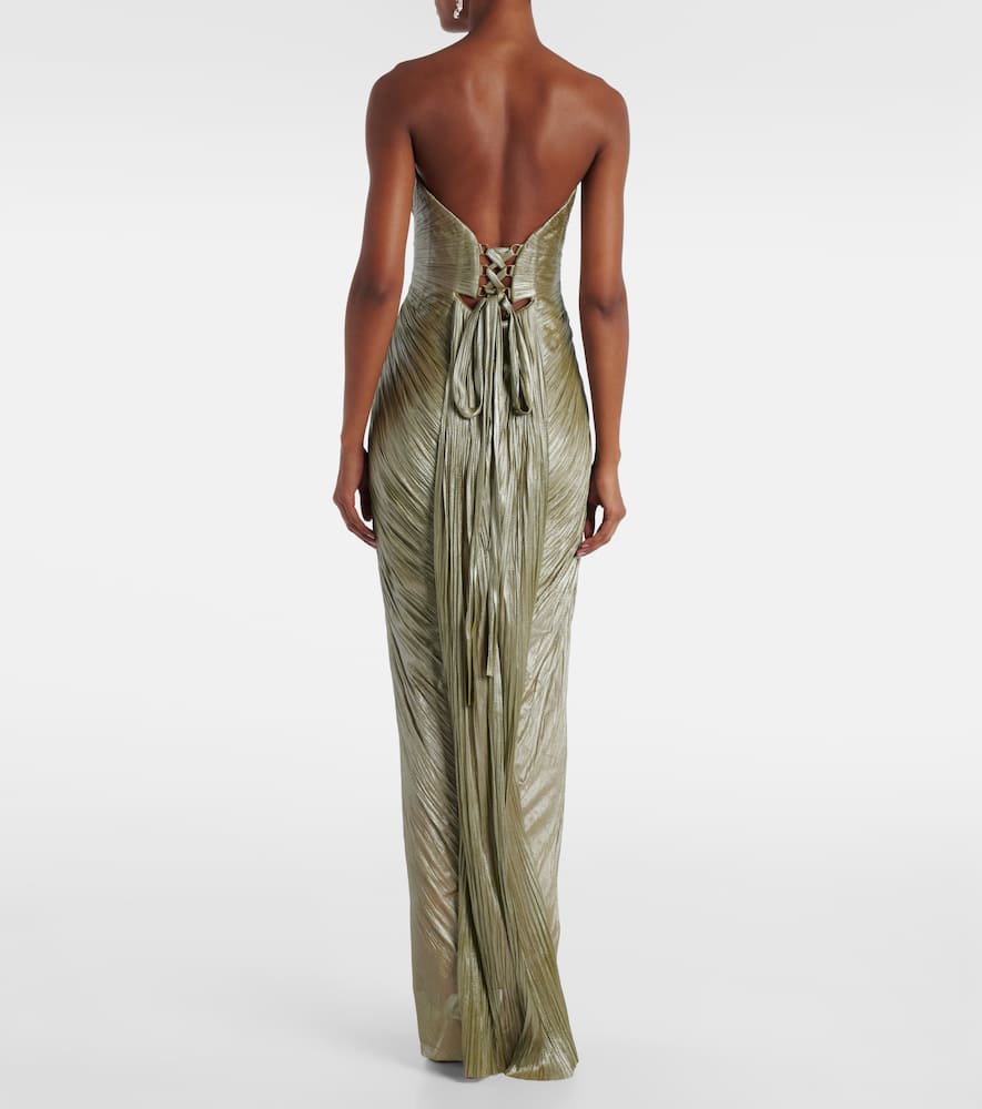 Maria Lucia Hohan Jasleen Strapless Silk Tulle Corset Gown In Green