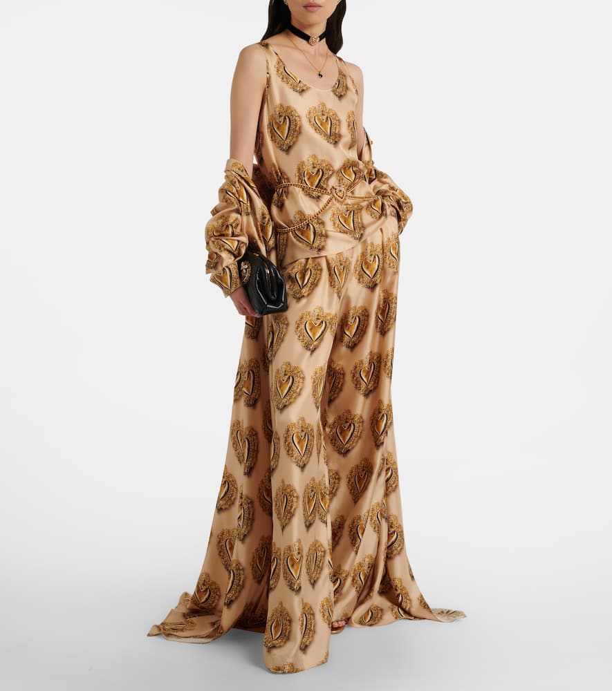 Dolce & Gabbana Printed Silk Satin Top In Multi