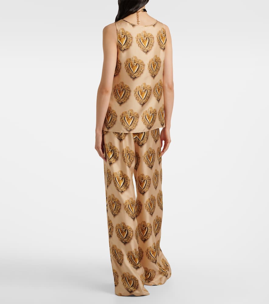 Dolce & Gabbana Printed Silk Satin Top In Multi