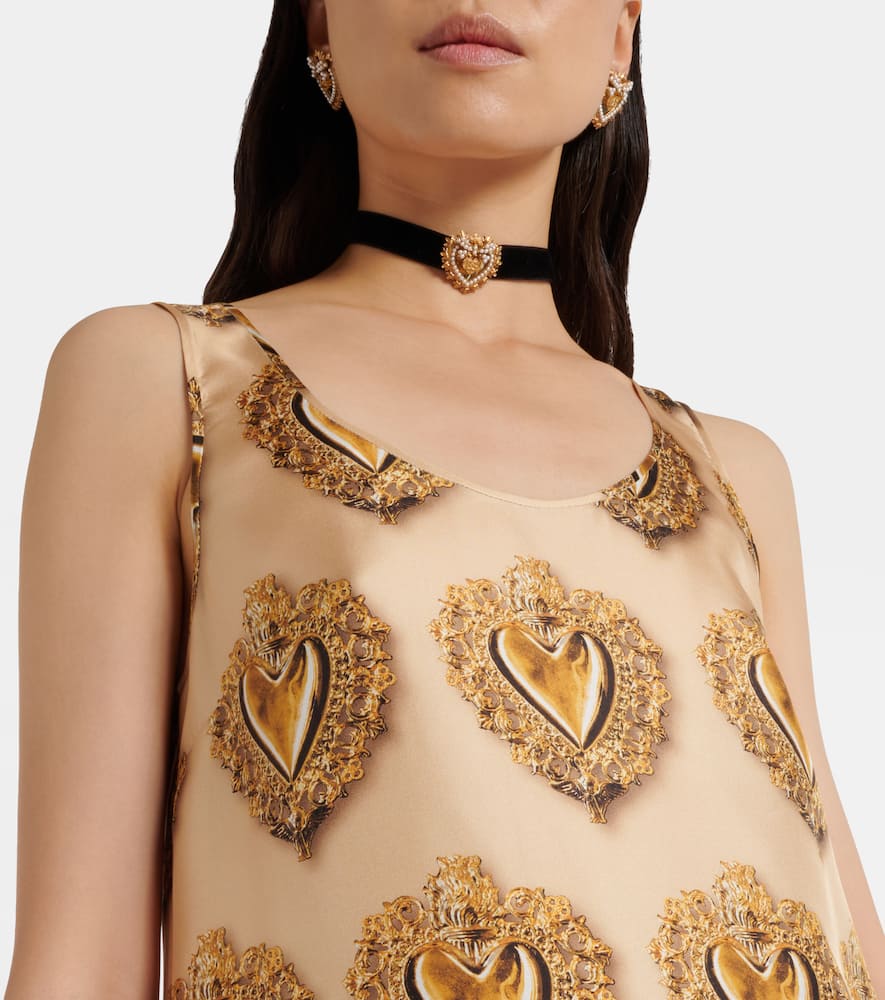 Dolce & Gabbana Printed Silk Satin Top In Multi