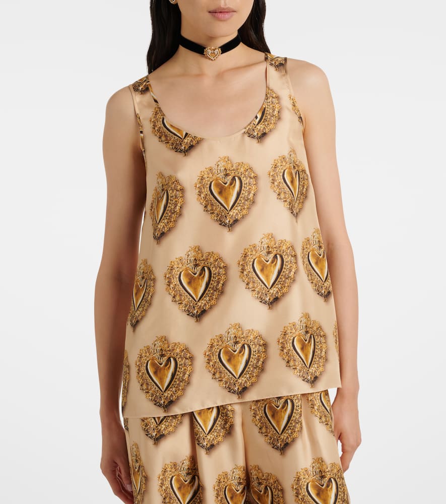 Dolce & Gabbana Printed Silk Satin Top In Multi