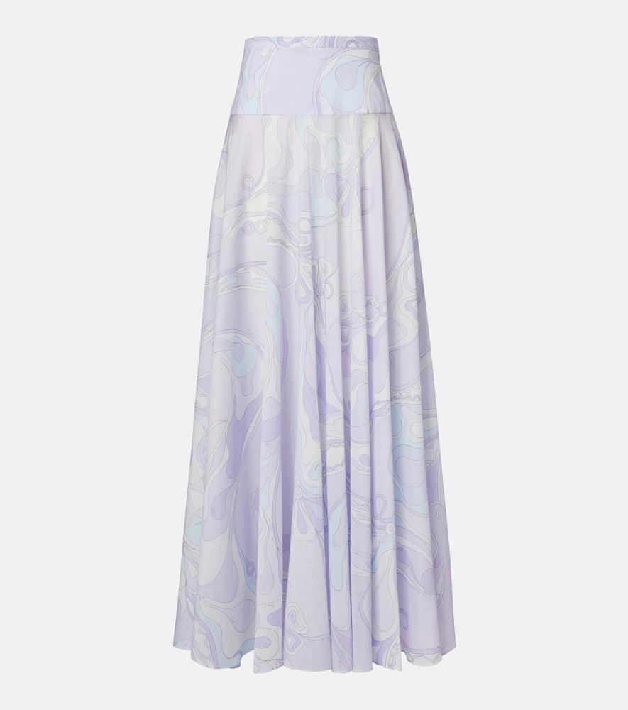 Pucci Printed Cotton-voile Maxi Skirt In Purple