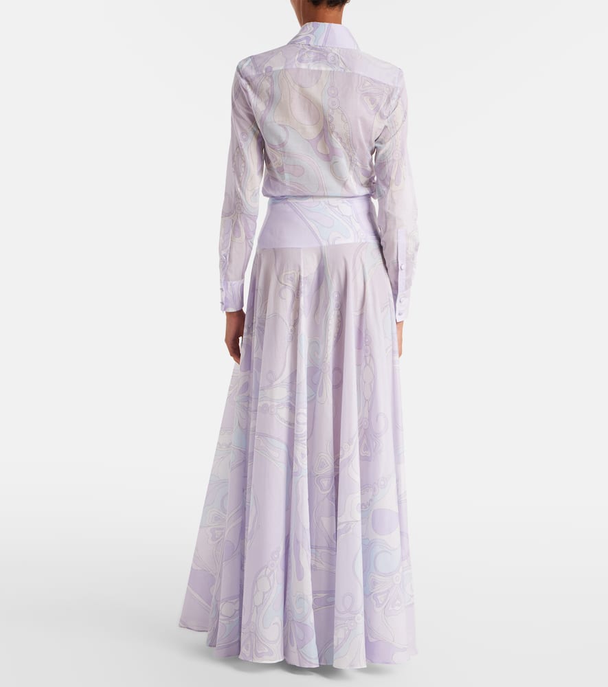 Pucci Printed Cotton-voile Maxi Skirt In Purple