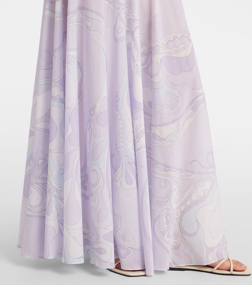 Pucci Printed Cotton-voile Maxi Skirt In Purple