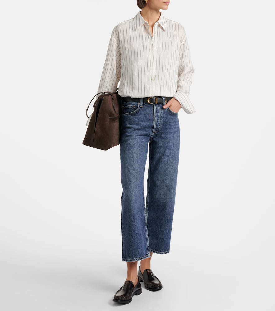 Agolde Arc Cropped Mid-rise Wide-leg Jeans In Blue