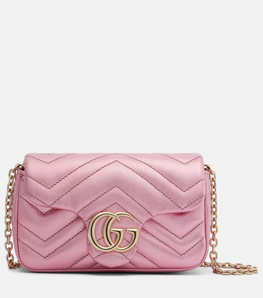 Gucci Gg Marmont Mini Leather Shoulder Bag In Pink