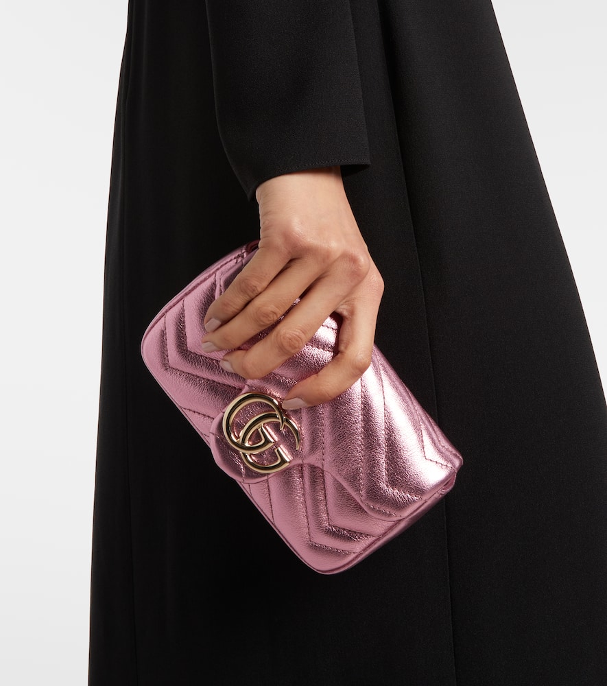 Gucci Gg Marmont Mini Leather Shoulder Bag In Pink