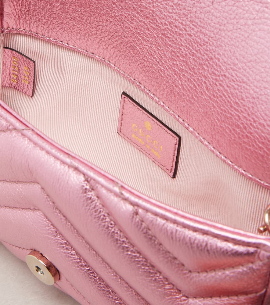Gucci Gg Marmont Mini Leather Shoulder Bag In Pink