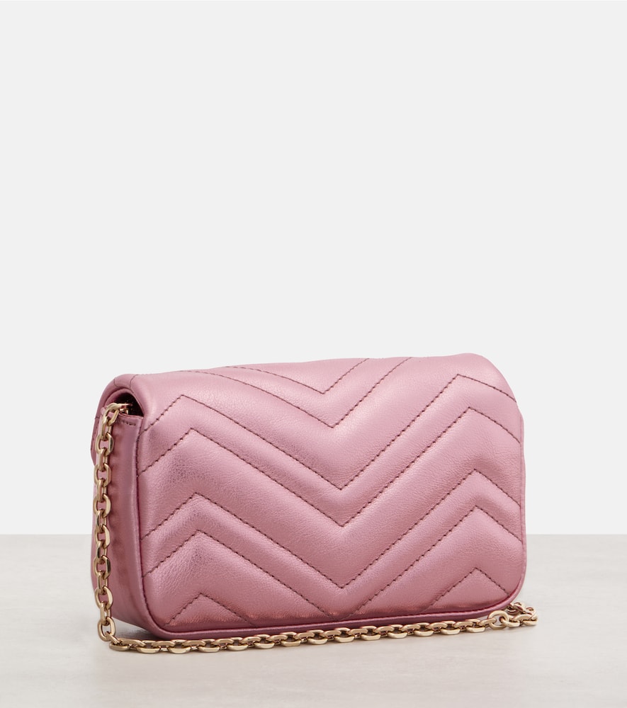 Gucci Gg Marmont Mini Leather Shoulder Bag In Pink