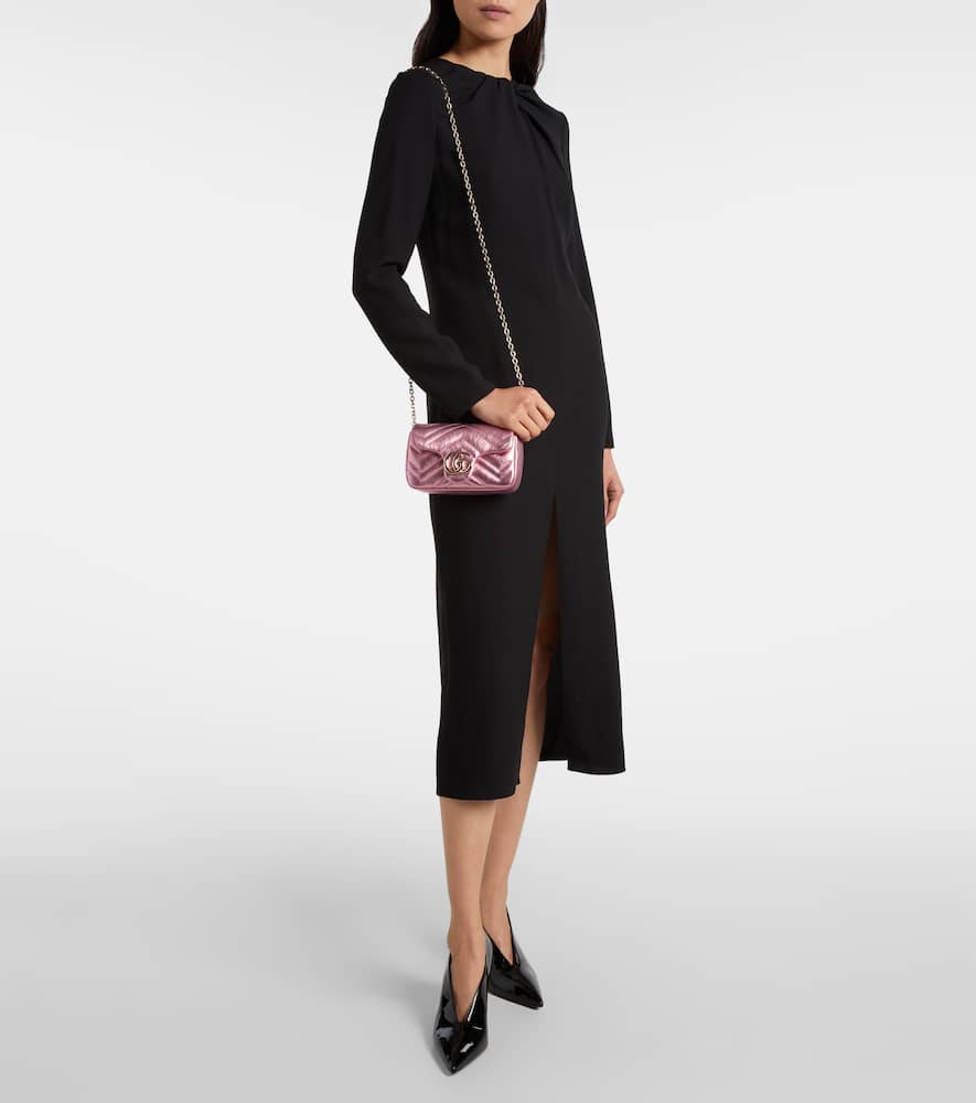 Gucci Gg Marmont Mini Leather Shoulder Bag In Pink