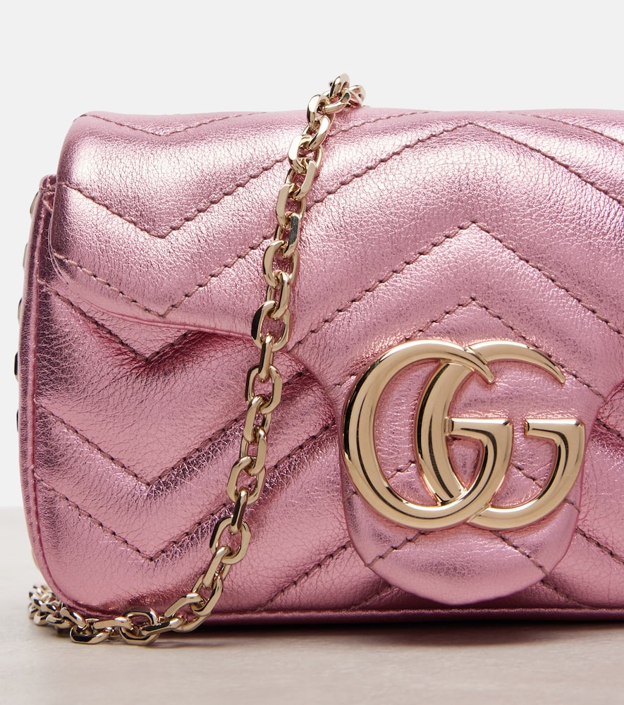 Gucci Gg Marmont Mini Leather Shoulder Bag In Pink