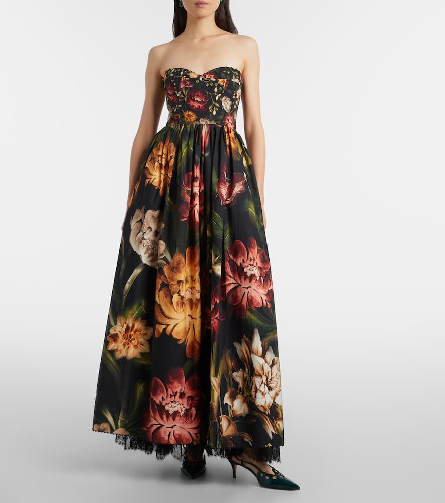 Agua By Agua Bendita Tonia Floral Lace-trimmed Cotton Maxi Dress In Black