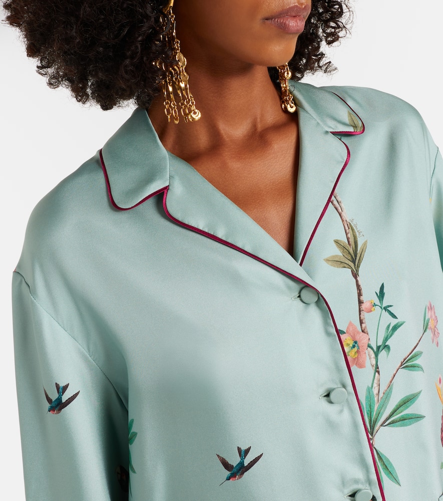 La Doublej Floral Panel Pyjama Shirt In Blue